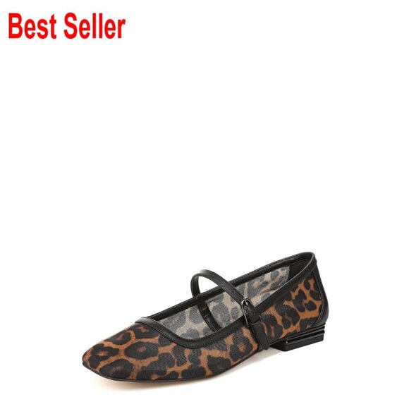 Shoes - Leather Platform Sandals with Ankle Strap Adjustable Buckle Closure